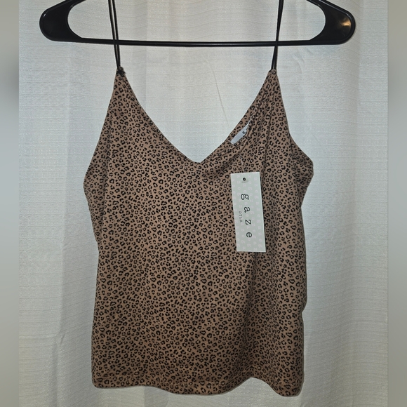 gaze Tops - GAZE Leopard Print Women's Top, Large, Spaghetti Strap Tank Top Soft NWT